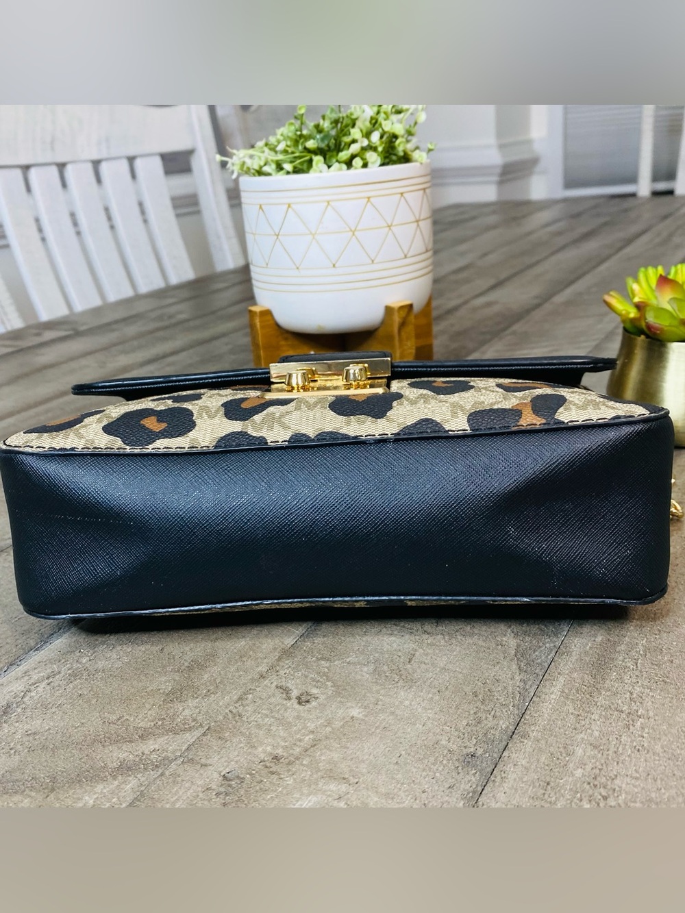 Michael Kors Brandi Medium Saffiano Leather Shoulder Bag Leopard Print MK Logo - Picture 4 of 12